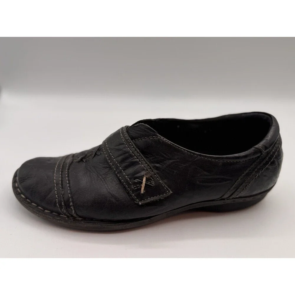 Clarks Shoes Women’s Slip On Whistle Resort Black Lea Size 8M Casual Office